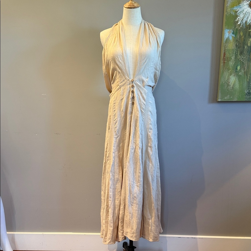 ✨ Free People Cream Halter Dress – Boho Summer Vibes ✨
